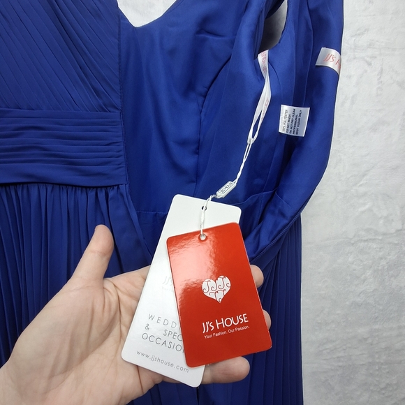 JJ House Blue Pleated Dress with Embellished Waist - Picture 8 of 10